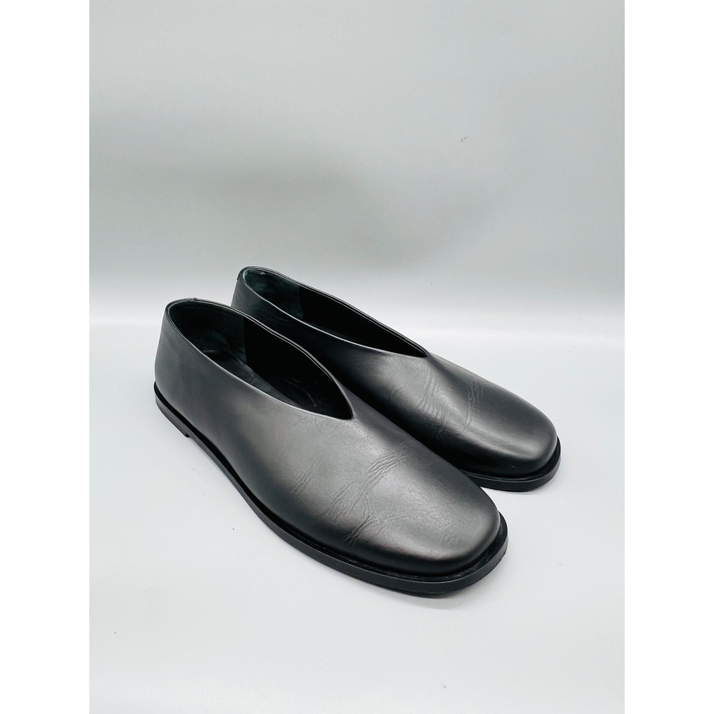 COS Shoes Womens 10.5 Black Leather Minimalist High Vamp Slip On Loafers Flats